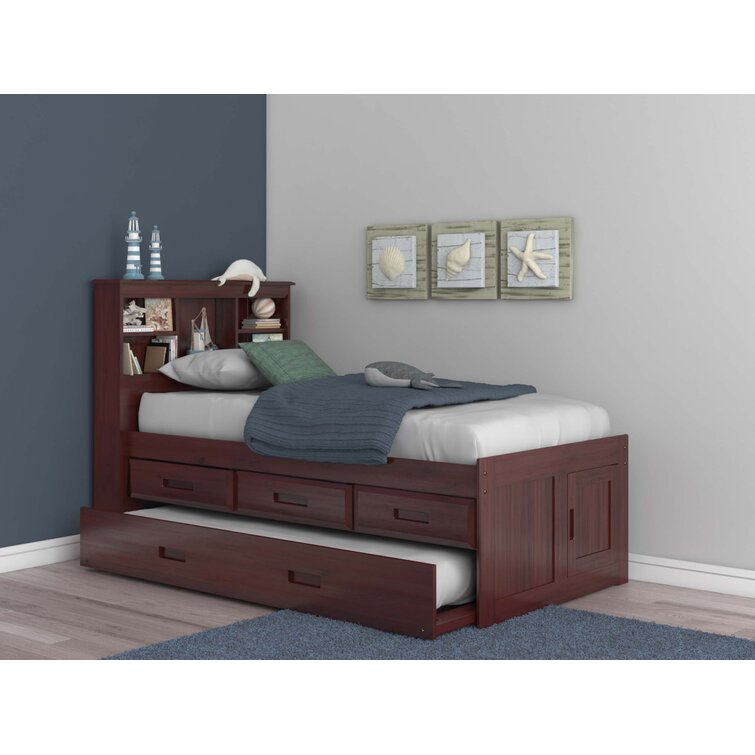 Trundle bed store with bookshelf